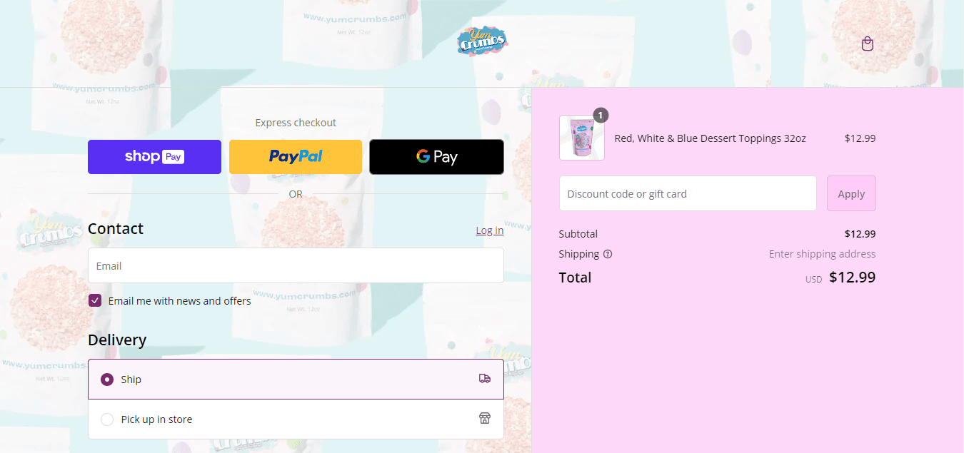 How to apply Yum Crumbs coupon code